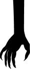 Silhouette of a human hand with fingers slightly curved downwards.